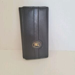 Burberry Key Hooks Holder Case Wallet Logo Black Leather Nova Chec Vintage Retro